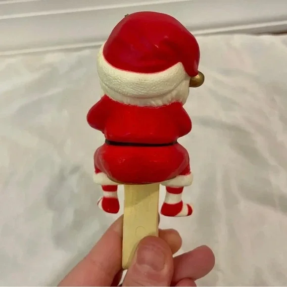 Vintage Russ Christmas Stocking Hanger Santa Claus with Striped Socks Joy - Picture 10 of 15